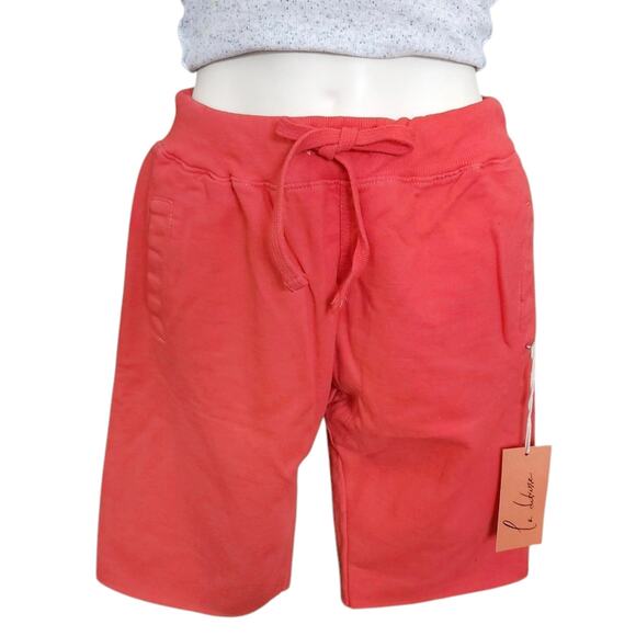 LA DETRESSE Blaze cut off Bermuda comfy athleisure red sweat shorts Size S NEW - Picture 1 of 6
